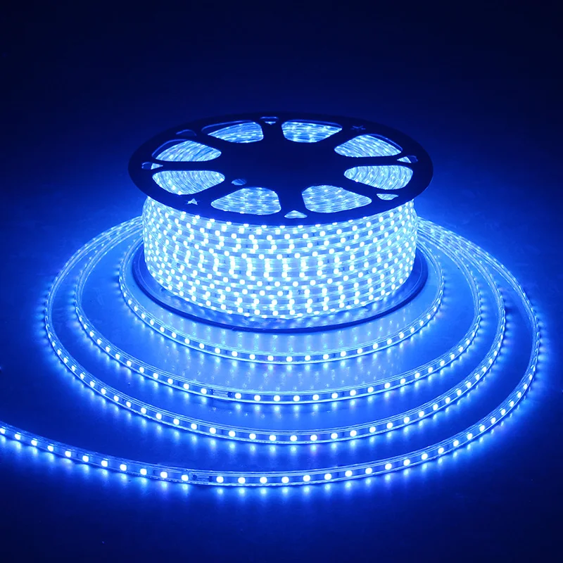 220V LED Strip Light Waterproof RGB Strip Led Ribbon 5050 Led Tape 220 Flexible Led Strip 220v 60Leds/M Lighting with EU Plug