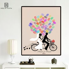 Для помолвки Вечерние и свадебное украшение невесты и жениха на велосипеде необычное пользовательское имя и дата отпечаток пальцев Подпись Гостевая книга