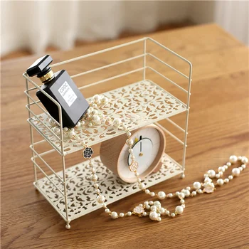 

A1 Wrought iron storage rack living room desktop double layer storage rack bathroom vanity cosmetics shelf wx11011014