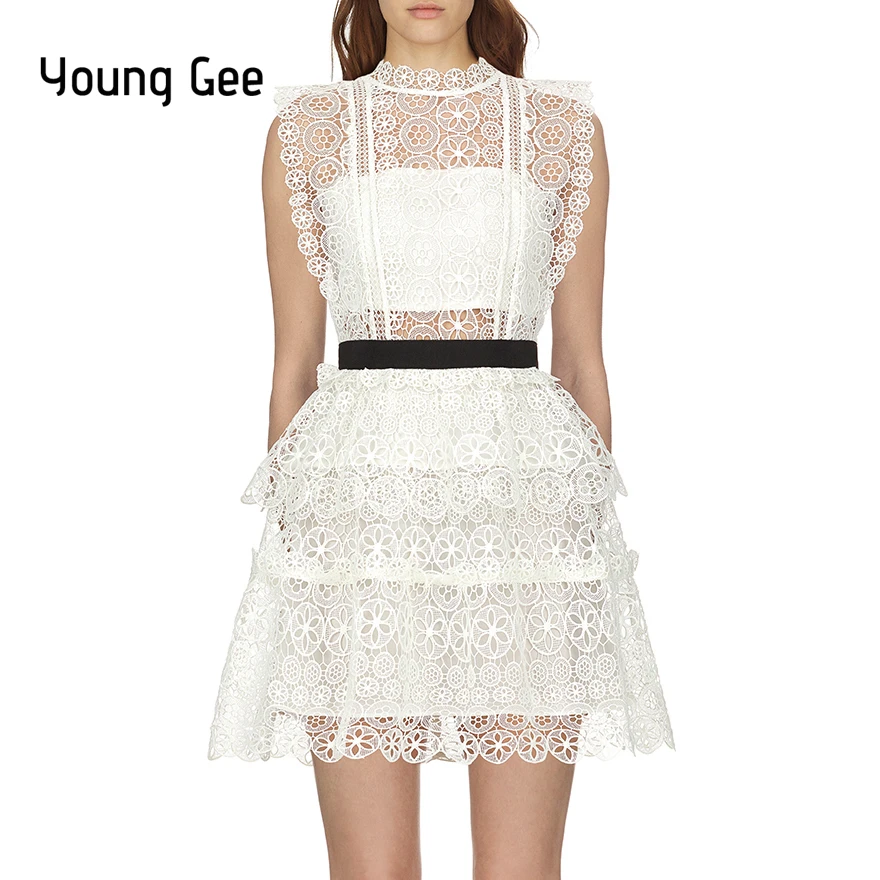 self portrait white lace dress