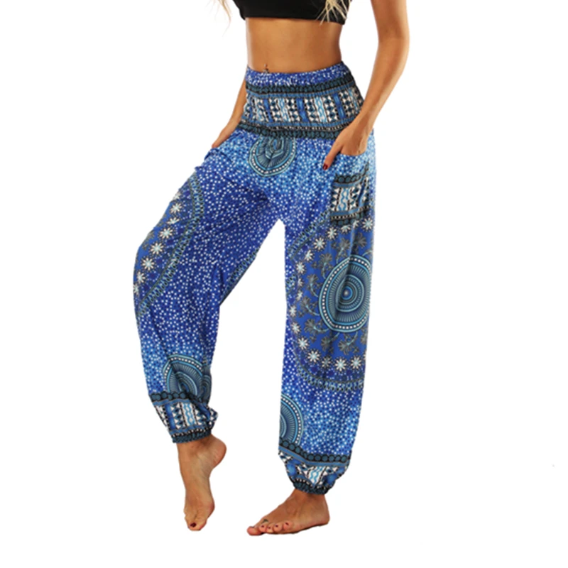 

Women Yoga Pants Fitness Trouser Pocket Sport Bottom Quick Dry Ethnic Style Holiday Bloomers Dance Loose Travel Plage Haren Pant
