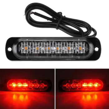 

12V-24V 6 LED Slim Mini Flash Light Bar Car Truck Vehicle Moto Emergency Warning Strobe Lamp LED Warning Light Auto Accessories