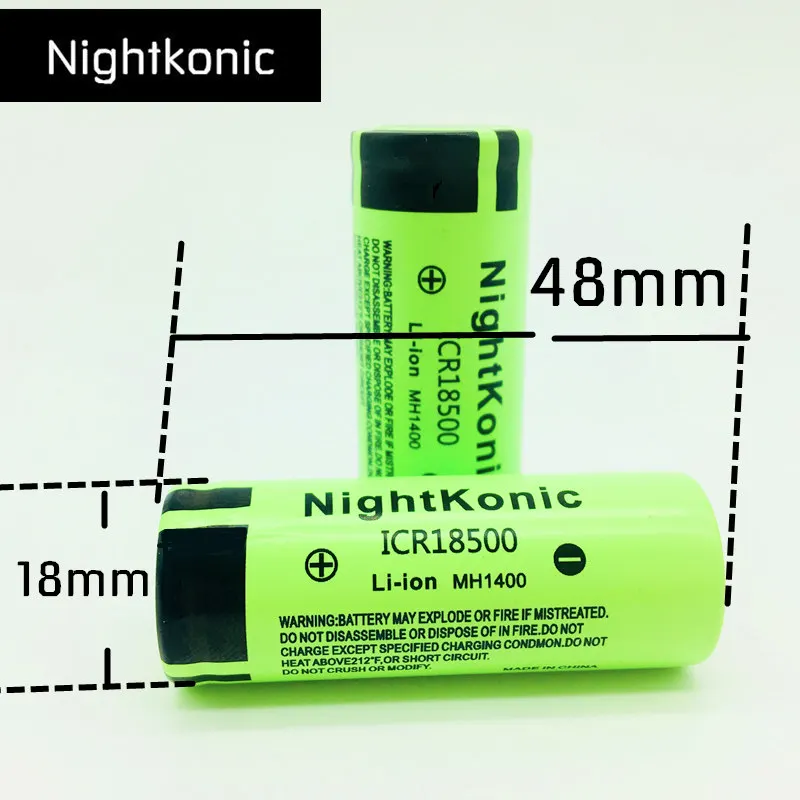 NIGHTKONIC ICR 18500 аккумулятор 3,7 V 1400mAh литий-ионная аккумуляторная батарея зеленый