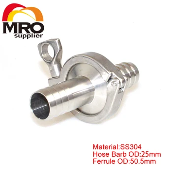 

1" 25MM Sanitary Hose Barb Ferrule +1.5" Tri Clamp + Silicone Gasket Stainless Steel SUS SS 304 Clamp Ferrule Hose SSHT25