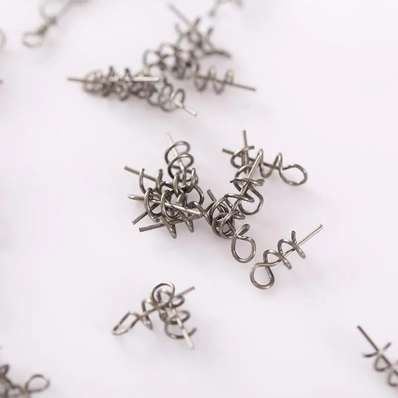 

relefree 100Pcs Soft Lure Baits Hook Spring Fixed Fishing Screw Needle Soft Worm