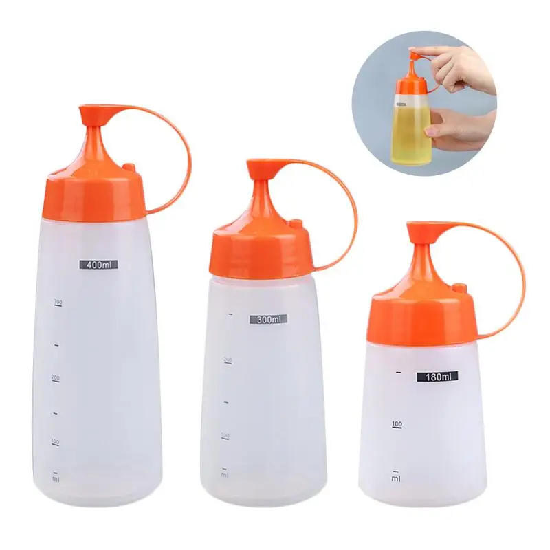 

180ml/300ml/400ml Seasoning Bottle Plastic Salad Dressing Squeeze Bottle Pointed Nozzle Small Oil Bottle Kitchen Supplies Jam