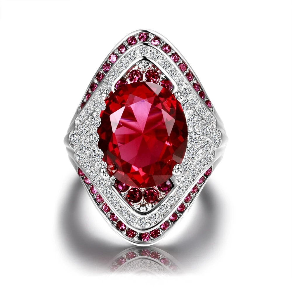 Подлинное уникальное Австрийское 925 пробы Серебряное кольцо с Рубиновыми камнями для женщин винтажное модное роскошное ювелирное изделие с кристаллами для свадебной вечеринки
