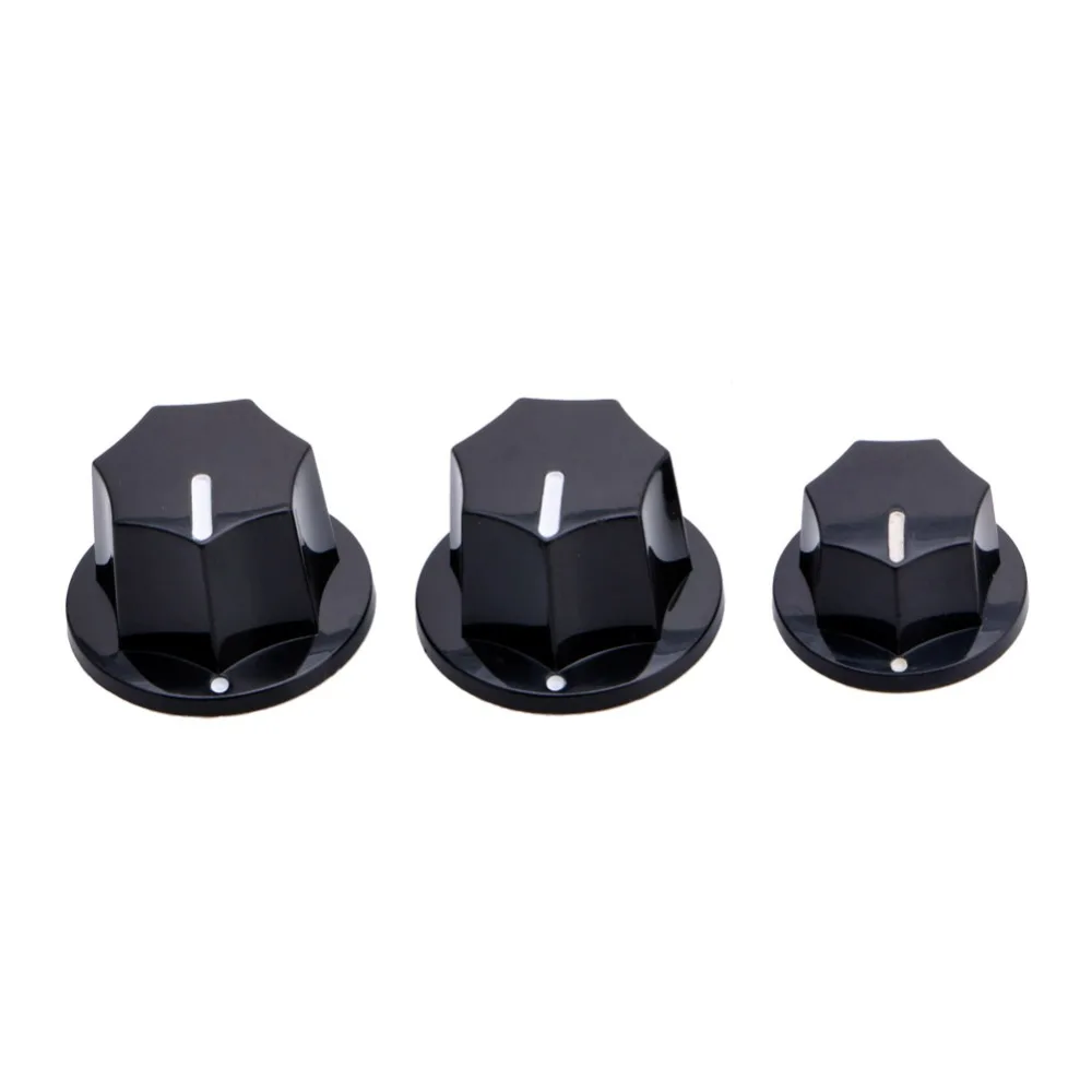 

3 Pcs Amp Volume Tone Control Knobs Plasti Black Vintage Style Jazz Bass Guitar