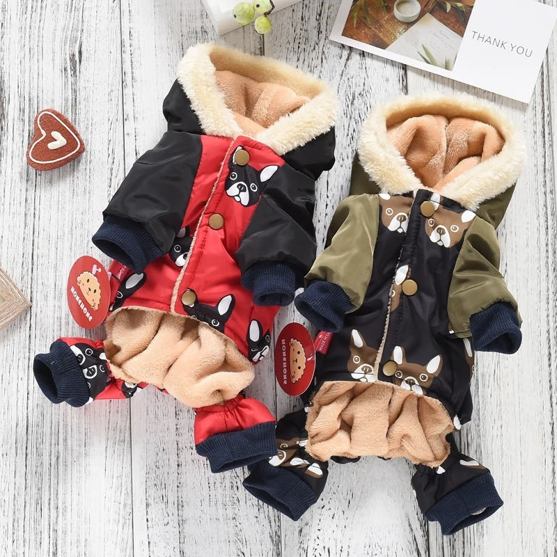 

Dog Winter Jacket Warm Coat Snow Hooded Coat Thick Fabric Cotton Bulldog Yorkshire Puppies Pupper Animal Pet Cat Clothes