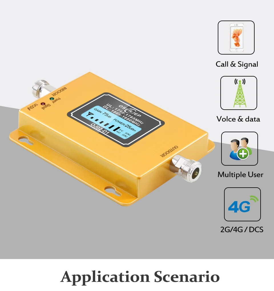 Band 3 4G LTE DCS 1800 усилитель сигнала сотовой связи 70 дБ усиление ЖК-дисплей GSM ретранслятор сигнала 4G LTE усилитель сигнала мобильного телефона набор