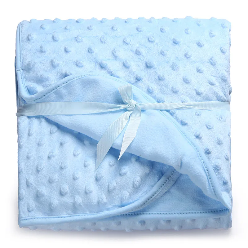 Детское одеяло для новорожденных, теплое мягкое Флисовое одеяло и постельное белье для пеленания - Цвет: Sky Blue