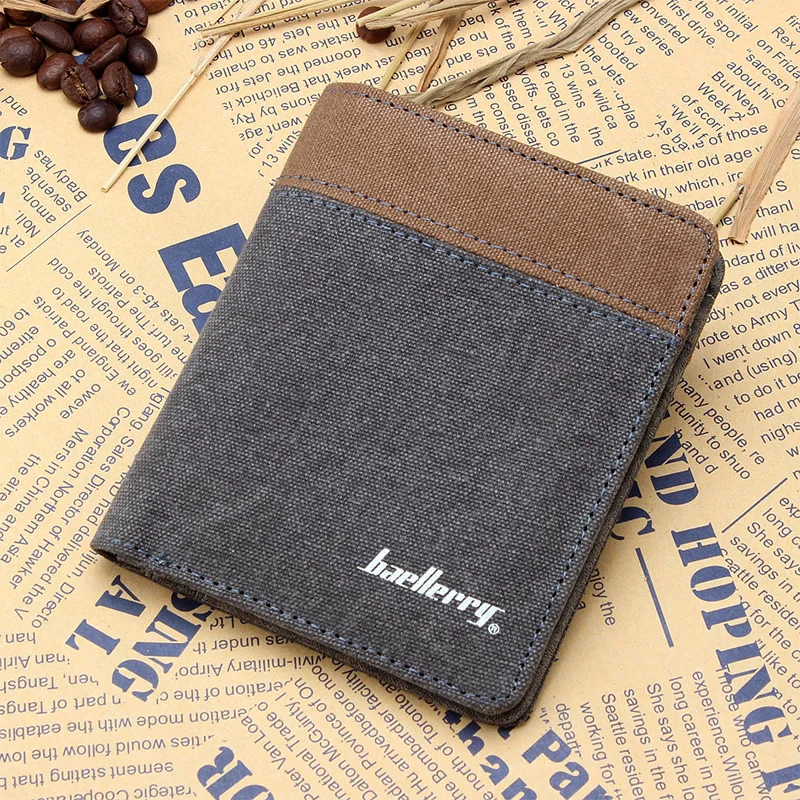 

ZYJ Men's Canvas Short Wallets Small Male Denim Casual Student Jean Fabric Money Purse With Card Holder Wallet 2 Fold