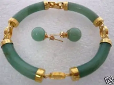 

hot sell new - Jewelry beautiful 18K green Jade earrings bracelet set>>18K gold plated watch wholesale Quartz stone CZ crystal