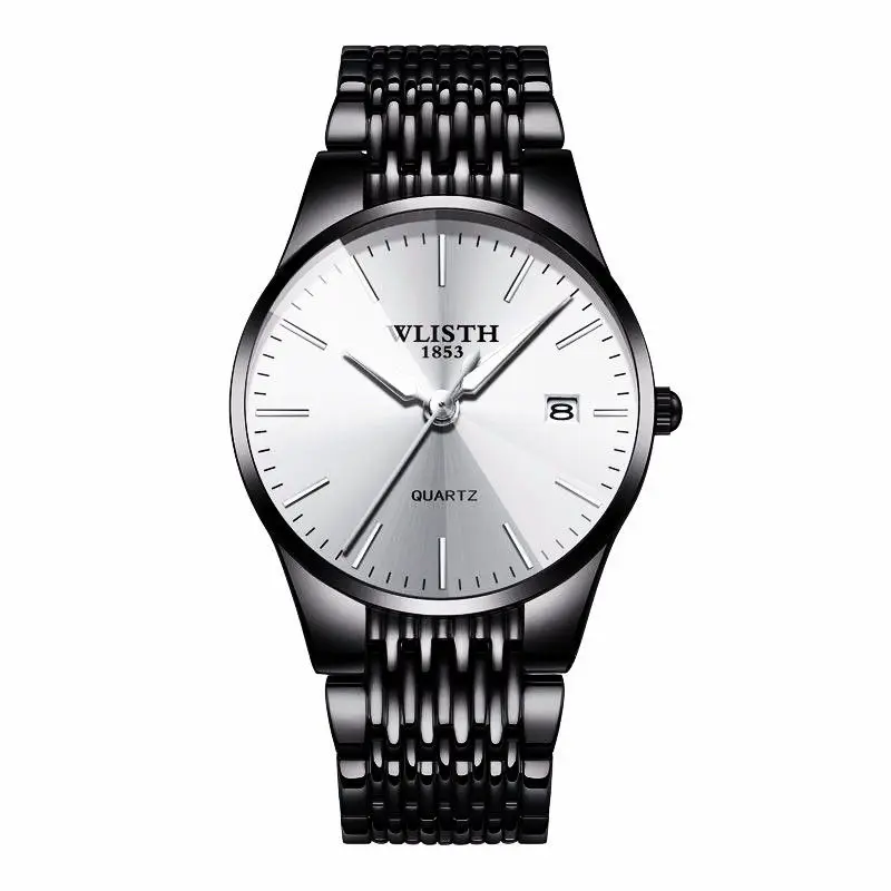 WLISTH Топ бренд Роскошные мужские часы водонепроницаемые деловые часы Мужские кварцевые ультра-тонкие наручные часы Мужские часы Rolex_watch - Цвет: men black white2