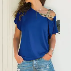 Для женщин леди девушка футболка Топ короткий рукав с открытыми плечами пикантные Повседневное свободные для летнего Лучшие продажи-WT