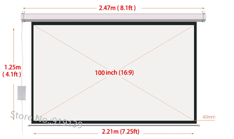 HD 100 дюймов 16:9 электрический экран для светодиодный LED DLP проектора