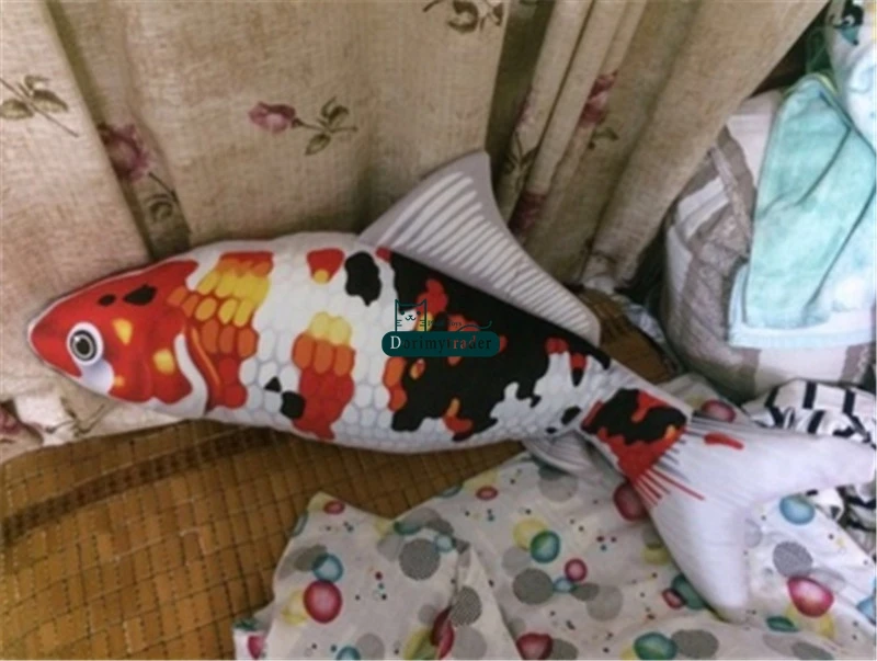 Dorimytrader 135cm Large Simulated Animal Koi Fish Plush Toy Stuffed Soft Fishes Animals Pillow  Doll 53inches DY61692 (21)