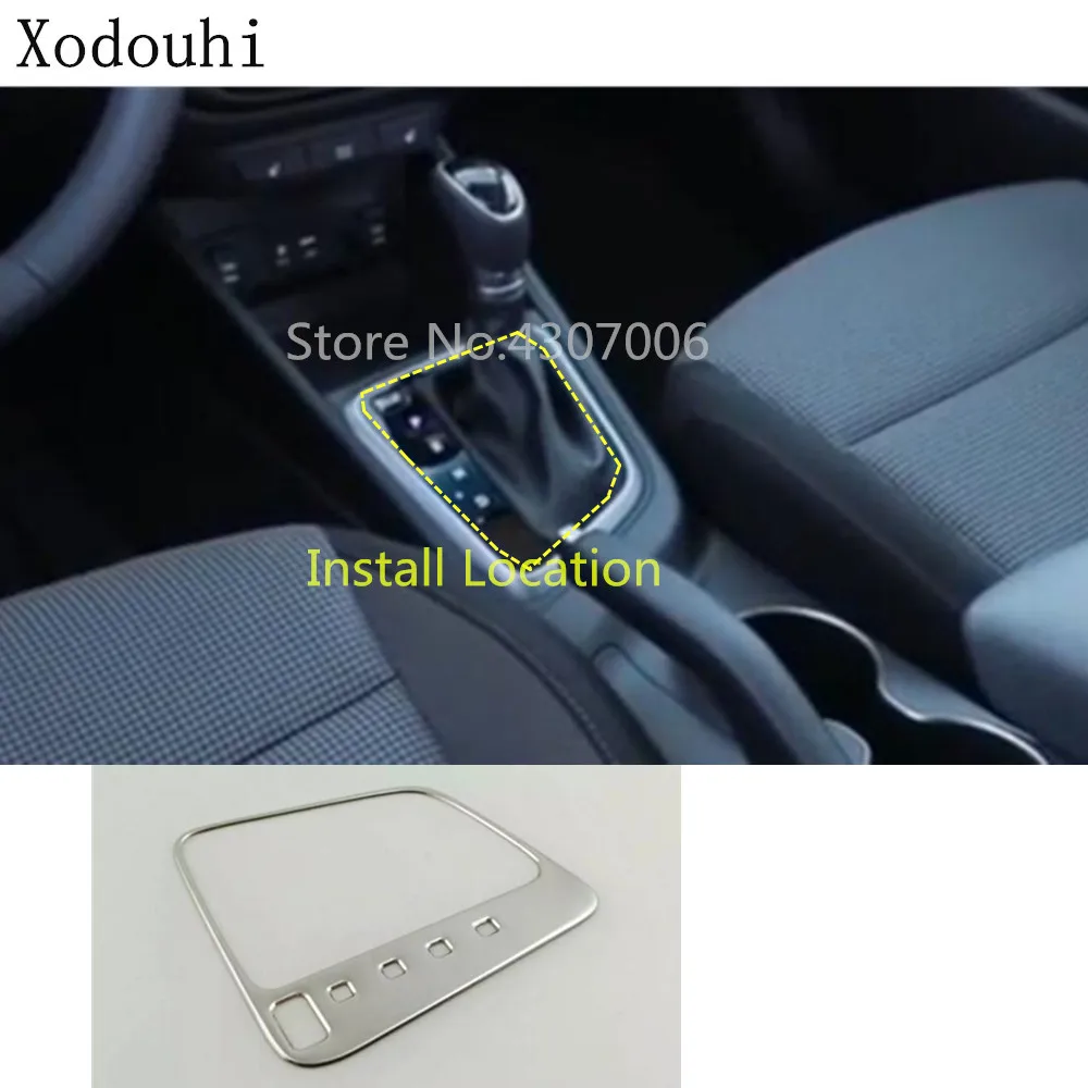 

car cover Stainless steel middle front Shift Stall Paddle cup frame trim 1pcs for Hyundai Solaris Accent 2017 2018 2019