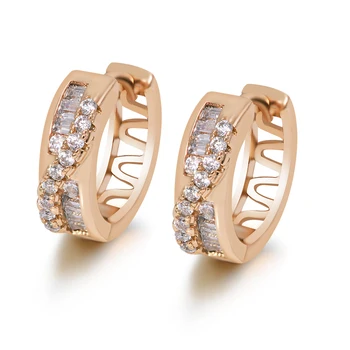

MxGxFam Hoop Earrings Women's Best AAA+ Cubic Zircon Fashion Design 18 K Yellow Gold Color
