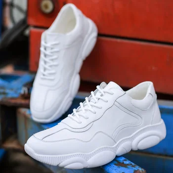 

OSCO New Hot Men Flats Shoes Fashion New Brand Casual Shoes Male Comfortable Men Shoes White Leather Shoes Men Oxford