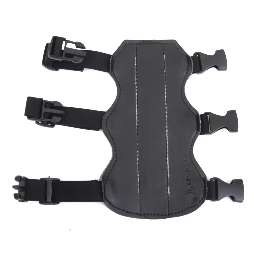 Durable Archery Arm Guard Adjustable 3 Strap Arm Guard Protective Leather Archery Armband for Children Adults