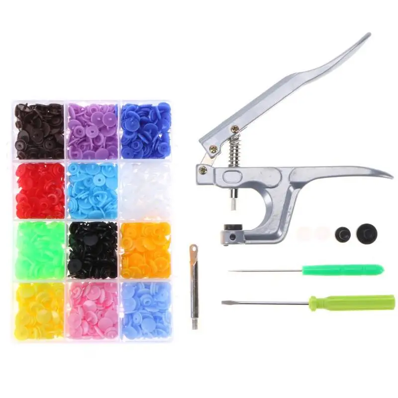 

12 Color 300pcs T5 Plastic Buttons +Snap Pliers Fastener DIY Baby Clothes Resin Snap Button Clothing Accessories