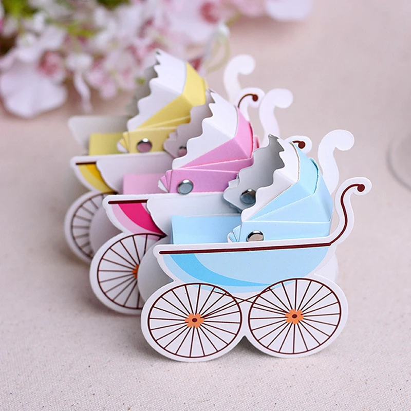 

10pcs Candy Box Baby Stroller Baby Shower Baby Birth Favors Boxes Baby Party Supplies Baptism Christening Gift Box Wedding Favor