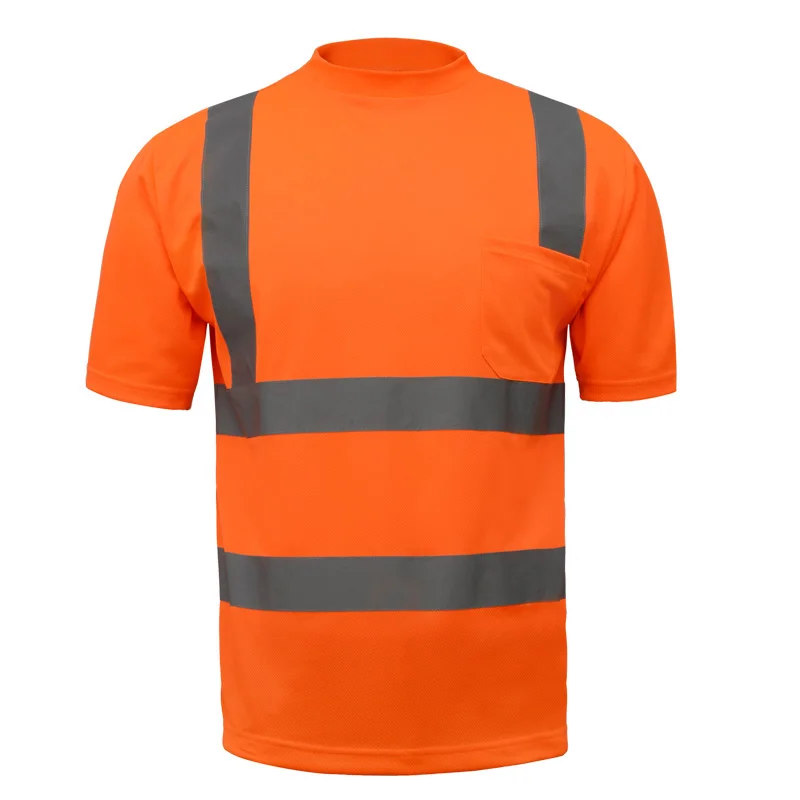 Оранжевая футболка с высокой видимостью, светоотражающая рубашка с светоотражающими полосками