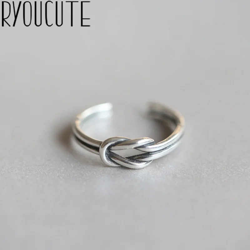 

Bohemian Real 925 Sterling Silver Bow Rings Gifts for Women Wedding Ladies Fashion Adjustable Antique Rings joyas de plata
