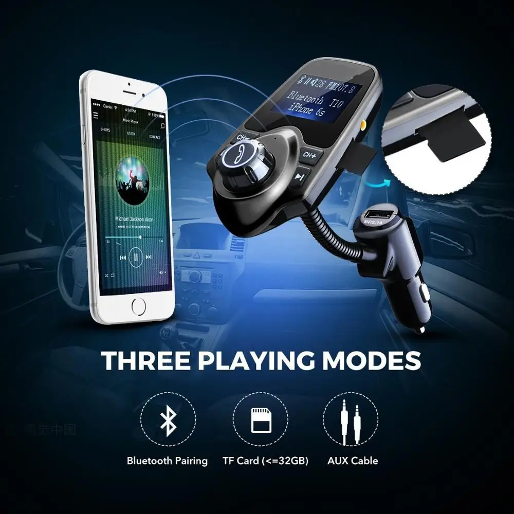 Беспроводной автомобильный FM трансмиттер EinCar с Bluetooth и разъемом для карты