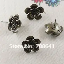 Пустой филигранный цветок серьги-гвоздики основы настройки DIY Винтажные Ювелирные изделия фурнитура античная бронза с покрытием
