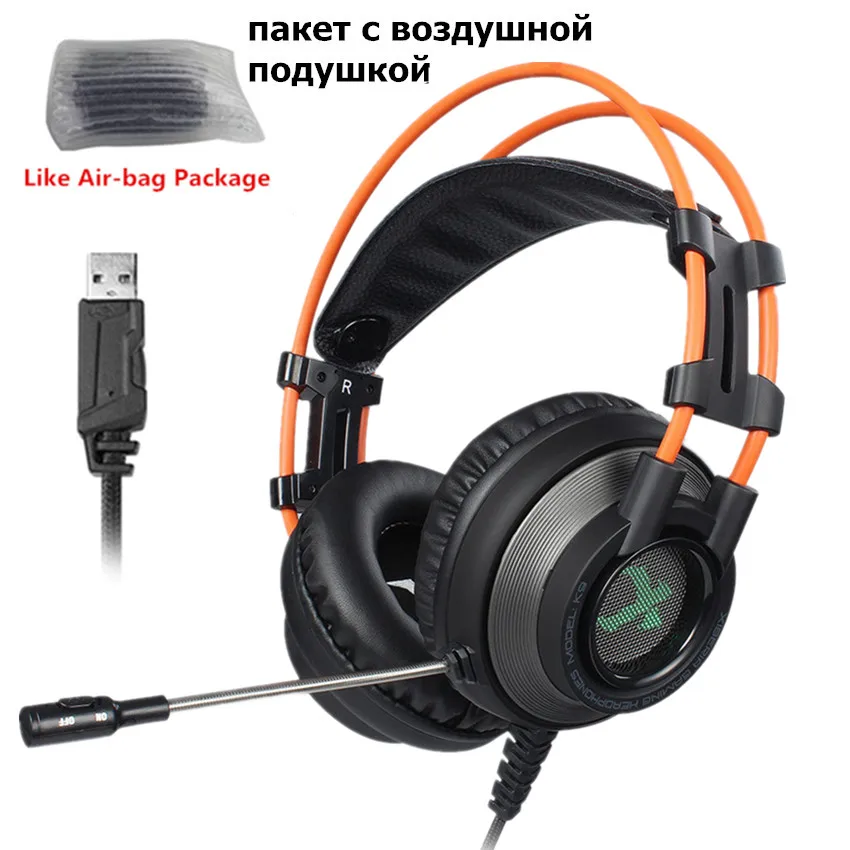 XIBERIA K9 PC Gamer гарнитура USB Virtual 7,1 звук Игровые наушники шлем Стерео Бас лучшие компьютерные гарнитуры с микрофоном светодиодный светильник - Цвет: black Air-bag box