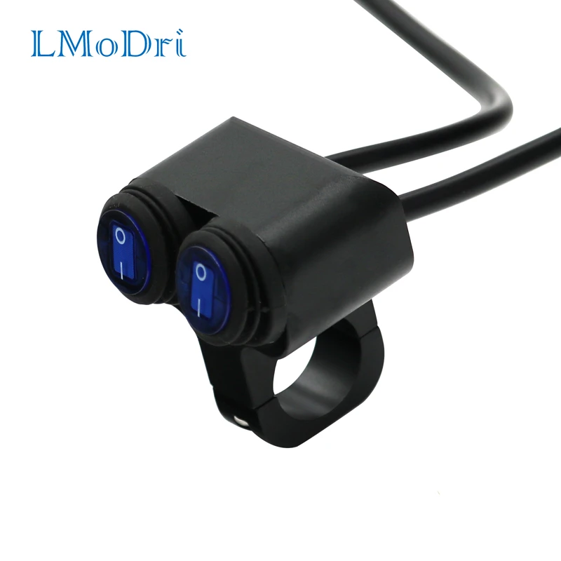LMoDri Motorcycle Handlebar Switch 2 Control Buttons Motorbike 22mm 7/8" Bar Refit Switches ON/OFF Indicator