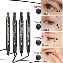 Жидкая подводка для глаз, Водостойкая Подводка для макияжа, Стойкая подводка для глаз в форме сердца, Луны, цветка, уплотнение, двухглавый штамп, подводка для глаз, карандаш