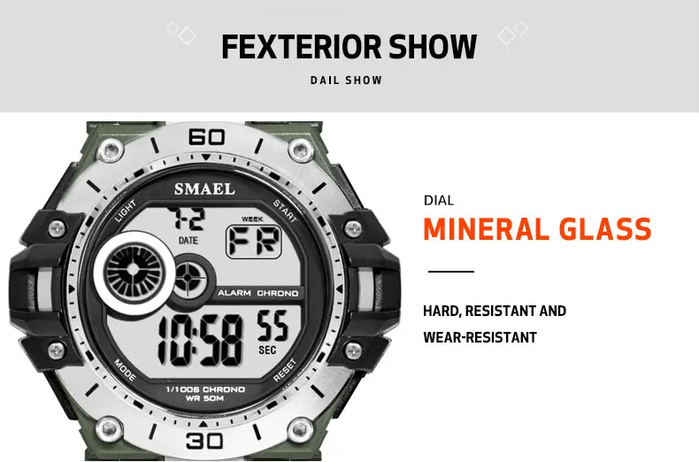 Мужские спортивные часы s, мужские водонепроницаемые цифровые часы SMAEL, светодиодный хронограф, цифровые часы с будильником, 1548 спортивные мужские часы, наручные часы