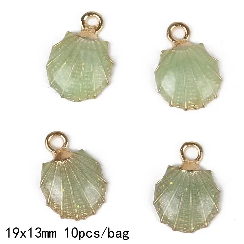 Модный дизайн 10 шт цветные морские звезды раковины морские эмалированные Подвески для DIY браслет и ожерелье, ювелирные аксессуары - Окраска металла: Green 02