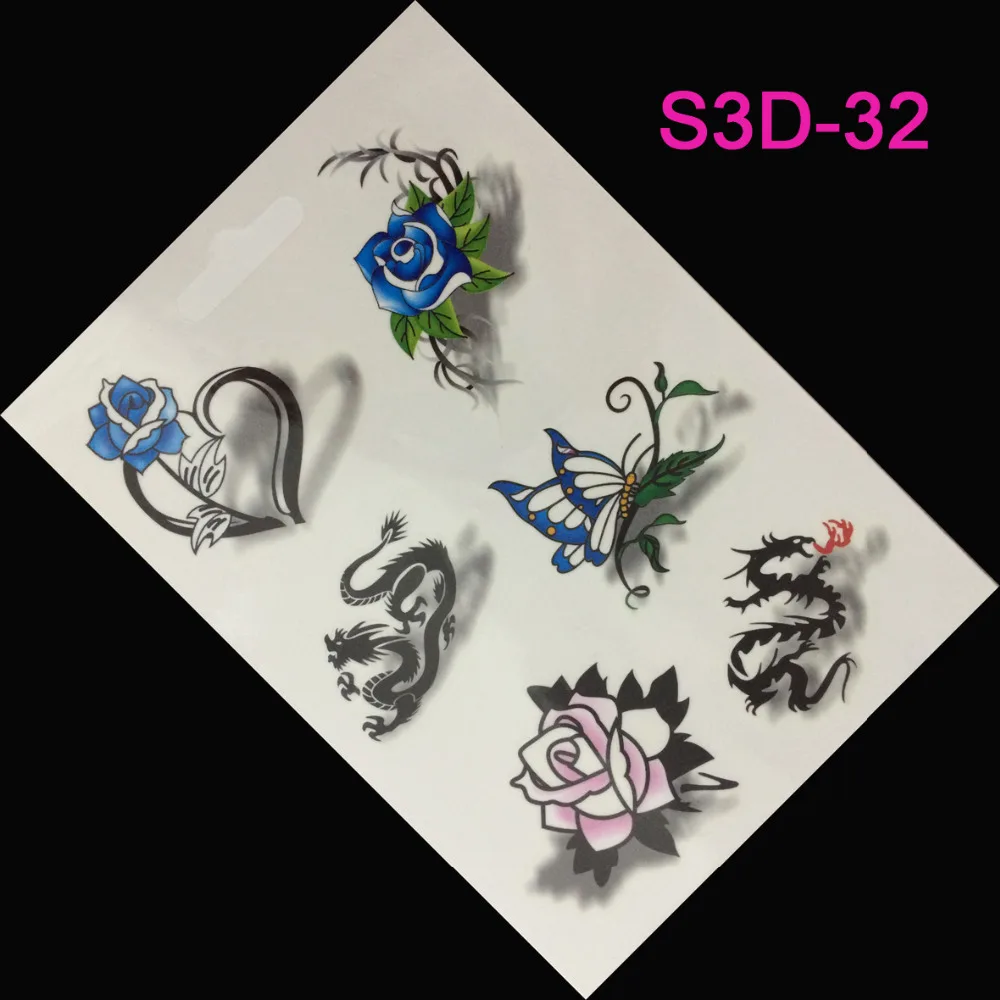 Sale 3d Tattoo Women Blue Roses Butterflies Sex Products Temporary 