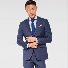 tuxedo wedding suit groom wear for 2017 custom made suits formal dress mid blue high quality wool bleed