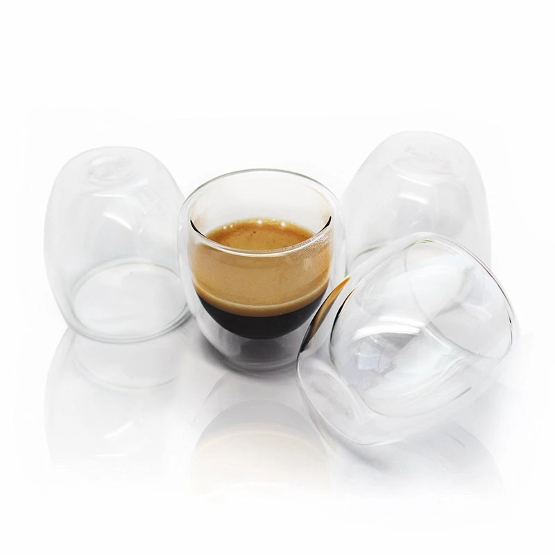 

1PC 80ml Double Wall Shot Glass Double Anti-Scalding Transparent Cup Espresso Coffee Tea Cups Cafe Latte Cups For Gift