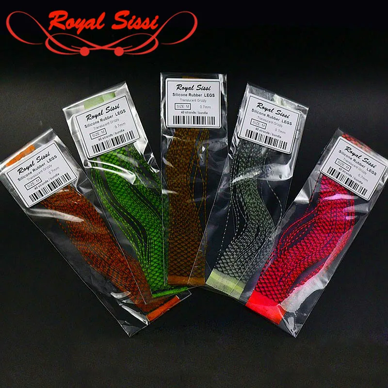 

5 bundles set Translucent Grizzly Barred Rubber Legs flutter saltwater fly tying materials 40strands/bundle round silicone legs