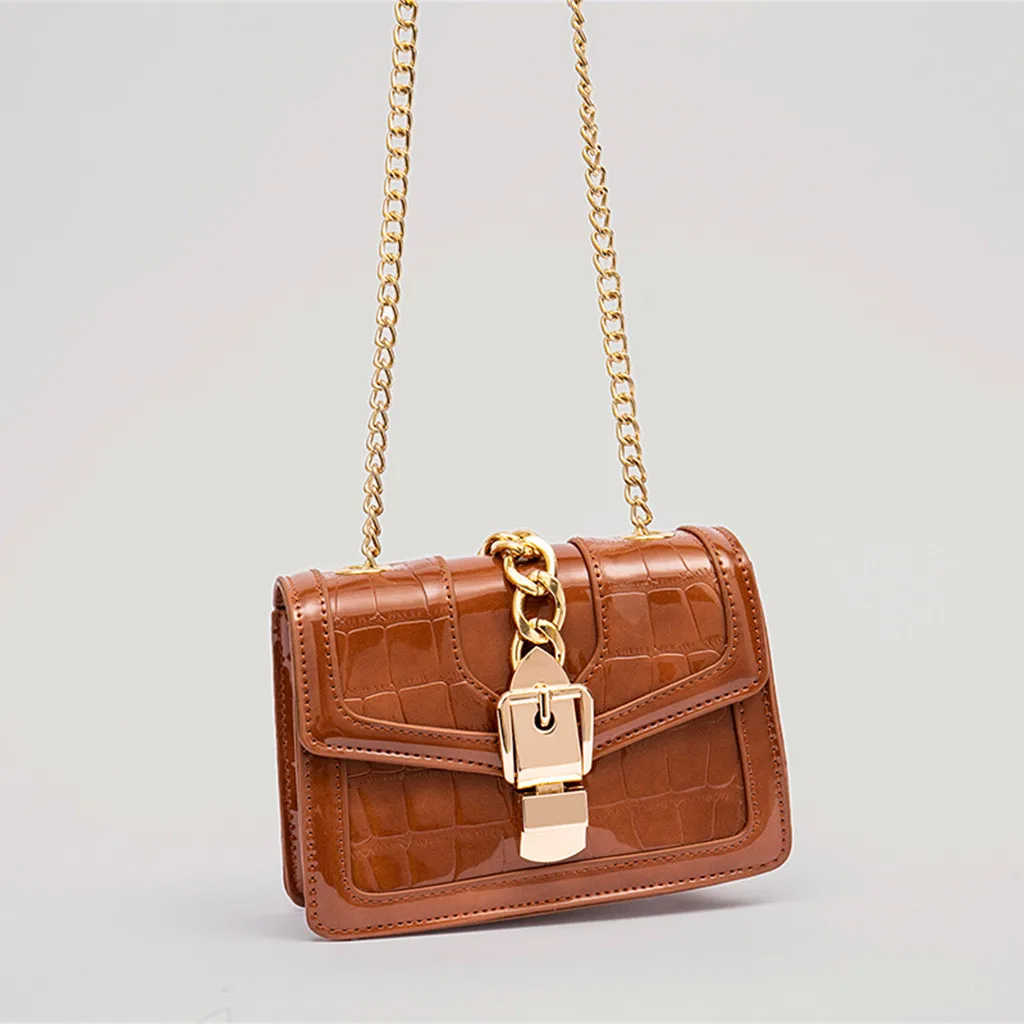 

MUQGEW Women's Bag Small Square Flap Lether Alligator Casual Chain Lock Sewing Crossbody Shoulder Messenge Bag bolsa feminina