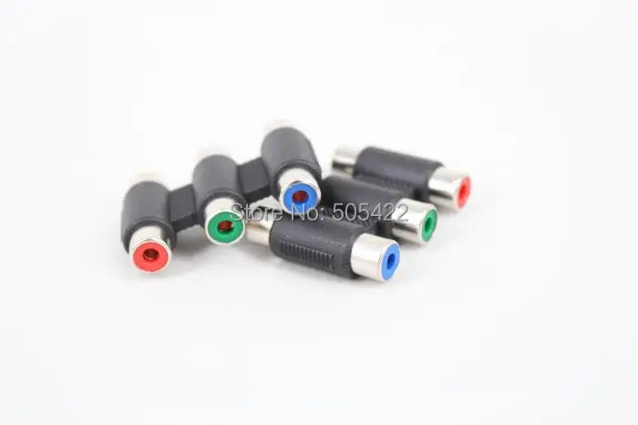 

50pcs/lot 3 RCA Component Video Cable Joiner Coupler Adapter Female to Female F/F RGB AV Connector Adapter