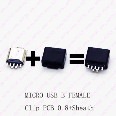 

20PCS Micro USB Connector B type Female Jack Clip PCB 0.8 + sheath Soldering DIY Charging Tail Socket