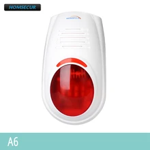 HOMSECUR A6 Беспроводной флэш-сирена для помещений и улицы красный светодиод 110dB