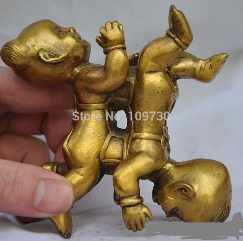 

002235 3.75 Chinese hand-intricately carved old bronze statue - Lucky the lad