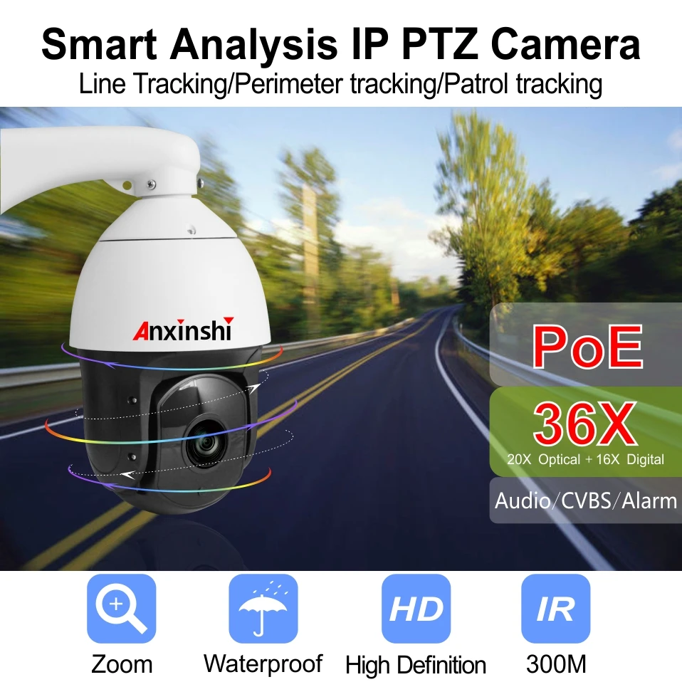 H.265 IP66 HD2MP IP Смарт авто слежение PTZ камера POE sony сенсор ИК 300 м 36X зум 1080P Onvif сетевой безопасности IP камера