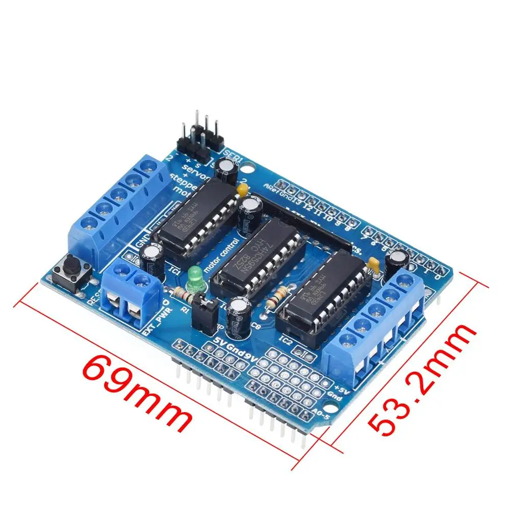 ShengYang 1 шт. L293D моторный привод щит двойной для arduino Duemilanove, плата расширения привода двигателя Щит управления двигателем