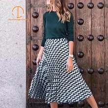 Летние плиссированные юбки для женщин, Волнистые складки, линии, полосы, геометрический узор, высокая талия, модная повседневная свободная драпированная длинная юбка, femme