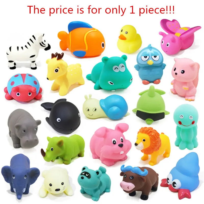 

Cute Animals Swimming Water Toys Colorful Soft Rubber Float Squeeze Sound Squeaky Bathing Toy For Baby Bath Toys DS19