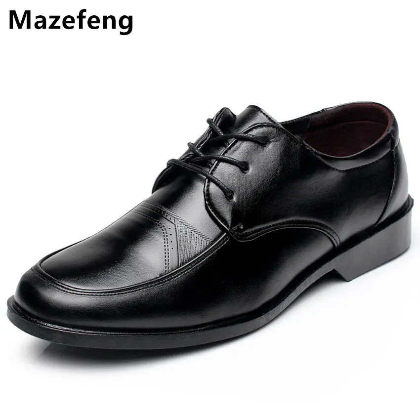 Mazefeng 2018 Spring New Male Leather Shoes Breathable Square Toe Men